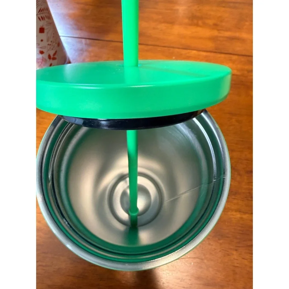 LOT Starbucks 16oz Matte Green Stainless Steel Tumbler Holiday Fox Mug Cup Matte